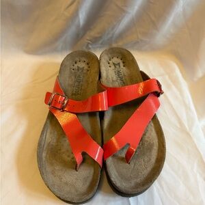 Mephisto Red Patent Thong Sandals